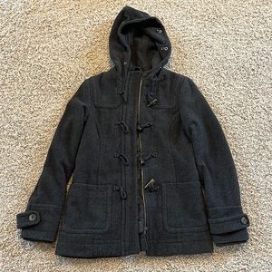 Aeropostale Charcoal Wool Duffel coat toggle buttons Womens small 60% wool